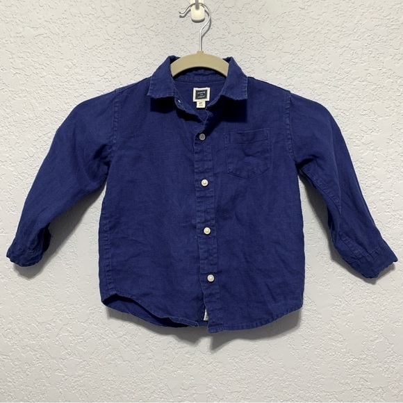 Janie And Jack Toddler Blue Linen Button Up Long Sleeve Shirt - Picture 1 of 9